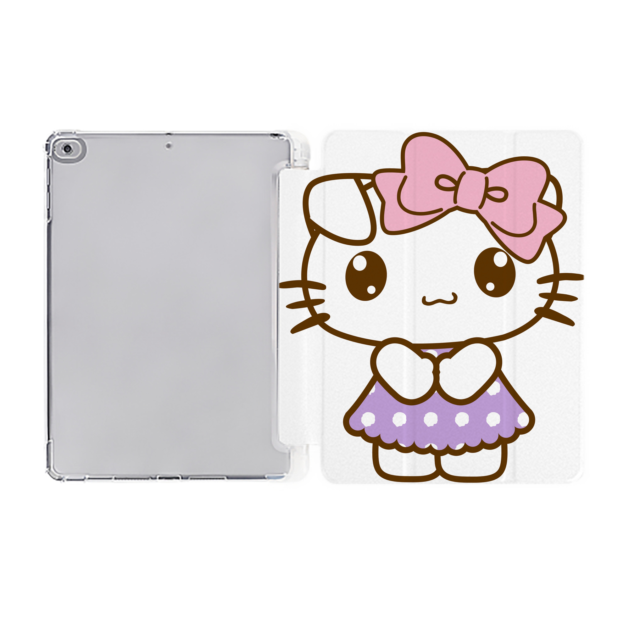 （画像用） Hello Kitty ハローキティ IPad ケース ペン収納付き 三つ折りスタンド PUレザー×シリコン 対応機種9.5/10.5/10.9インチ